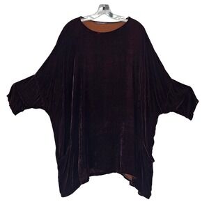 Cut Loose Silk Blend Velvet Tunic Top OS Rust Brown Batwing Lagenlook Oversized
